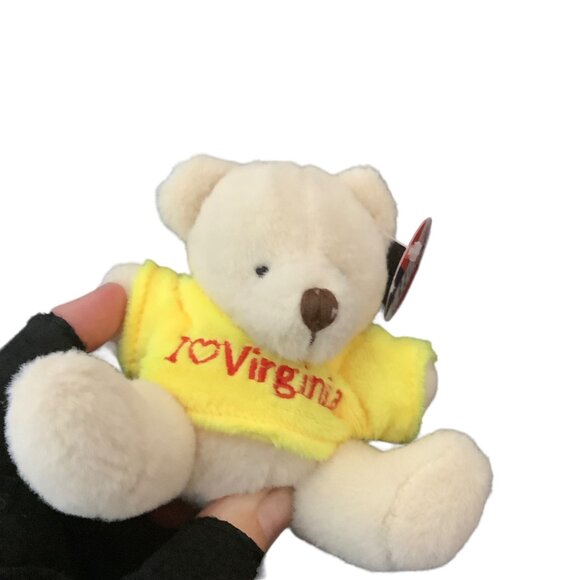 I Love Virginia Cream Teddy Bear Plush Stuffed Animal State Stuff Souvenirs 4" - Picture 4 of 4